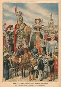 Ein malerisches und traditionelles Fest, die Prozession der Riesen in Valenciennes, Illustration aus 
