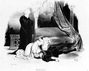 Eine Szene von Victor Hugos Hernani - in „Die dramatische Welt“, ca. 1832 von French School