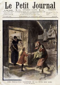 Eine rührende Tradition des Festes der Könige: der Anteil der Armen - in „Le Petit Journal“ vom 12.01.1908 (Gravur)