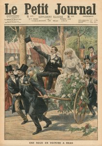 Eine Hochzeit auf einem Handkarren, Illustration aus Le Petit Journal, supplement illustre, 15. Mai 1910