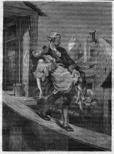 Ein junges Mädchen wird für die Freuden von König Ludwig XV. im Hirschpark entführt. Gravur in „Die Geschichte der Prostitution und Ausschweifung unter allen Völkern der Welt von der Antike bis zur Gegenwart“ von Dr. Th. -F. Debray. 1879. von French School