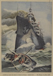 Unfallbedingtes Sinken eines Fischerbootes durch den französischen Panzerkreuzer Admiral Aube während Geschwindigkeitstests von French School