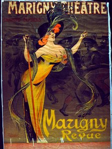 Anzeige für die Mazigny Revue im Marigny Theater in Paris (Farblithografie) von French School