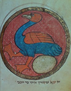 Ein fantastischer Vogel mit einem Ei, aus einer nordfranzösischen Sammelhandschrift, ca. 1280