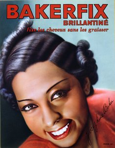 Werbung für Bakerfix Haarbrillantine mit Josephine Baker von French School