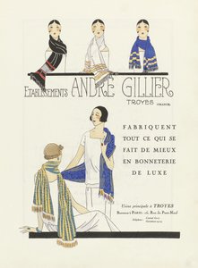 Werbung für Etablissements Andre Gillier, veröffentlicht in den 1920er Jahren