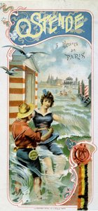 Werbung für die Reise nach Ostende (Belgien) von Paris: Ostende: 5 Stunden von Paris, ca. 1900 von French School