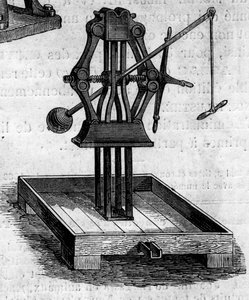 Landwirtschaftliche Maschine: eine Presse, präsentiert auf der Landwirtschaftsausstellung 1860 in Paris. Gravur in „Le Monde Illustré“ Nr. 168 vom 30. Juni von French School