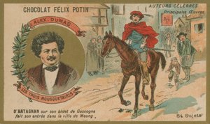 Alexandre Dumas und eine Szene aus Die drei Musketiere