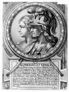 Alfonso I, der Kämpfer, und Urraca (Gravur)