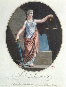 Allegorie der Gerechtigkeit, veröffentlicht von J. Chereau, Paris, 1792 von French School