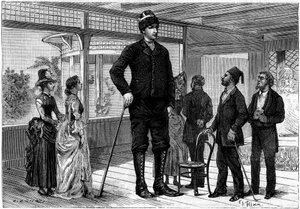 Amanab (oder Auvassab, mit richtigem Namen Amenates Tingitsoglu 1868-1887), ein griechischer Riese, der 2,36 Meter misst und durch die europäischen Hauptstädte reist, inspirierte einen Riesen in der Geschichte „Der Wille eines Exzentrikers“ von Jules Verne