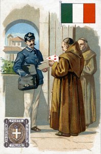 Ein italienischer Postbote, der Post zustellt, späte 19. Jahrhundert von French School