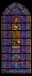 Eine unbekannte Figur mit dem Stifter - ein Mauclerc darunter