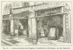 Ehemalige Beinhäuser der Wäscherinnen, in Geschäfte umgewandelt, Rue des Innocents von French School