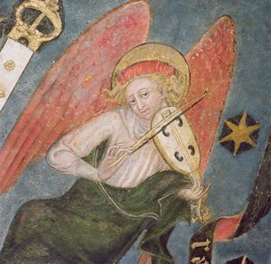 Engelmusiker, der eine Viola spielt (Detail) von French School