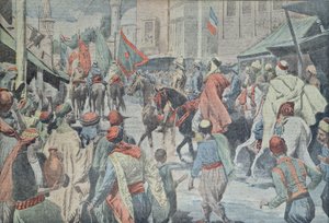 Anglo-arabische Truppen betreten Damaskus im Jahr 1918, aus Le Pelerin von French School