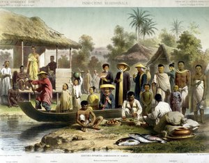 Annamitische, kambodschanische und siamesische Kostüme, um 1870