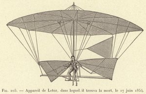 Gerät von Letur, in dem er am 27. Juni 1854 starb (Gravur) von French School