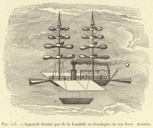 Gerät gezeichnet von de la Landelle als Frontispiz seines Buches: Aviation von French School