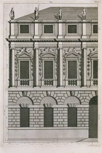 Architektonisches Design, das Palladianische Proportionen demonstriert, graviert von Bernard Picart (1673-1733) um 1716 von French School