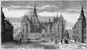 Architektur: Außenansicht des Schlosses Frederiksborg (um 1625) in Dänemark