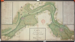 Gebiet um Sas van Gent und Philippine, Niederlande, 1747 (Feder, Tinte & Aquarell auf Papier) von French School