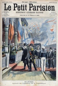 Ankunft des Präsidenten der Französischen Republik Emile Loubet (1838-1929) in Russland, in „Le Petit Parisien“. von French School