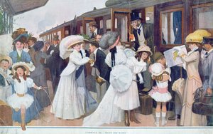 Ankunft der Ehemänner mit dem Zug, 1908