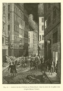 Ankunft des Herzogs von Orleans im Palais-Royal, am Abend des 29. Juli 1830, nach Horace Vernet