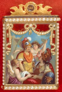 Notizbuch in seinem Etui mit Allegorie zur Geburt des Königs von Rom (Napoleon II, Sohn von Kaiser Napoleon I (1769-1821)
