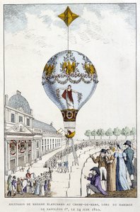 Aufstieg von Madame de Blanchard zum Champs-de-Mars, bei der Hochzeit von Napoleon I., 24. Juni von French School