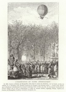 Aufstieg des Aerostatischen Globus der Brüder Montgolfier, Paris, 1. Dezember 1783 von French School