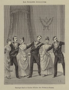 Bankett in einer gemischten Loge (Stich) von French School