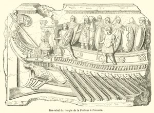 Basrelief des Tempels der Fortuna in Preneste (Gravur)