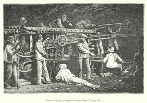 Batterie von Bohrmaschinen Sommeiller (Gravur)