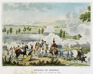 Schlacht von Marengo (Piemont - Italien) am 14. Juni 1800, bei der Bonaparte den Sieg über die Österreicher errang von French School