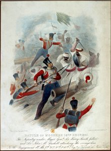 Schlacht von Moodkee, 18. Dezember 1845, Nr. 4 aus Krieg in Punjab, graviert von W. Kohler nach LEnfant Bros., veröffentlicht von William Spooner, ca. 1845 von French School