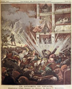 Bombenexplosion im Liceo-Theater, Barcelona, Illustration aus Le Petit Journal, 25. November 1893 von French School