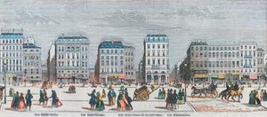 Boulevard Poissonniere - Rue Saint Barbe - Rue Saint Etienne - Rue Notre Dame de Reouvrance - Rue Poissonniere - Gravur in "Tableau-de-Paris" von Edmond Texier 1852