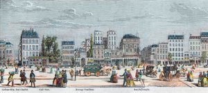Boulevard du Temple Südseite - Rue Charlot - Café Turk - Passage Vendôme - Rue du Temple - Gravur in „Tableau-de-Paris“ von Edmond Texier 1852
