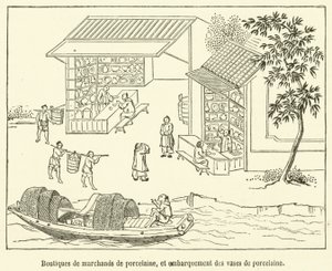 Porzellanläden und Verladung der Porzellanvasen