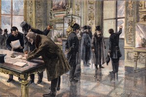 Einbruchversuch im Louvre-Museum in Paris, Illustration aus der französischen Zeitung Le Petit Parisien, 2. Februar von French School