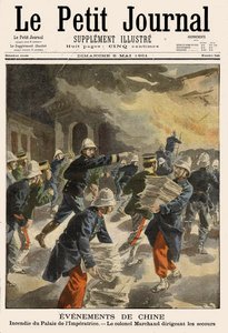 Brand des Kaiserpalastes in Peking während des Boxeraufstands 1900-01, Titelillustration von Le Petit Journal, 5. Mai 1901 von French School