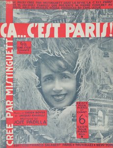 Ca...Cest Paris, Titelblatt des Liedes von Mistinguett, veröffentlicht von Editions Salabert in Paris, 1926 von French School