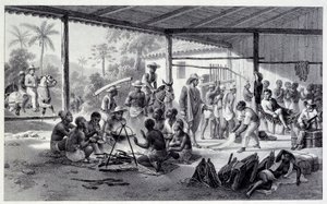 Lager der Schwarzen in Brasilien. Gravur aus dem 19. Jahrhundert von French School
