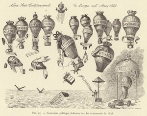 Italienische politische Karikatur zu den Ereignissen von 1848 (Gravur)