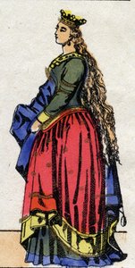 Karolingische Dynastie: Porträt von Judith von Bayern, Königin der Franken, Ehefrau von Ludwig I. dem Frommen von French School