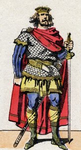 Karolingische Dynastie: Porträt von Pippin dem Kurzen (715-768), König der Franken von 751 bis 768. Epinal-Bild aus dem späten 19. Jahrhundert. Private Sammlung von French School