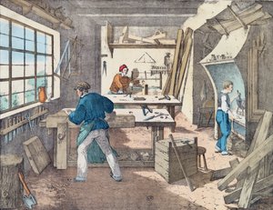 Zimmermannswerkstatt, ca. 1860 von French School
